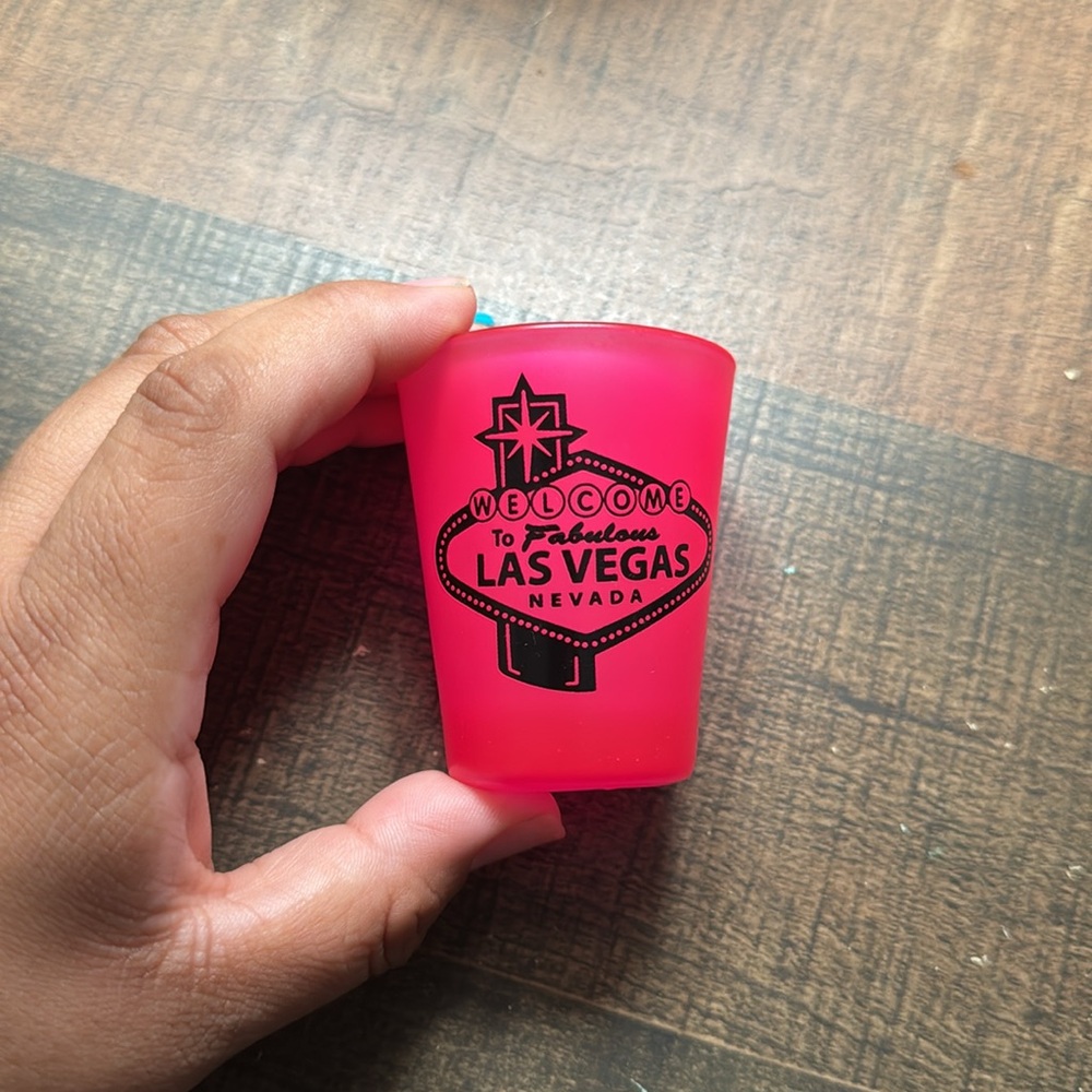 “Welcome To Fabulous LAS VEGAS, NEVADA” Hot Pink Tequila Shot Glass